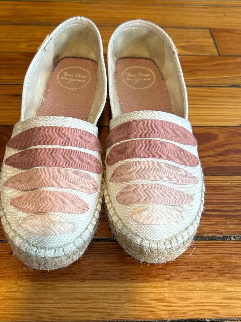 Toni Pons Pink and Cream Slip-On Espadrilles, Size 38 US 6.5 Worn 2x - Picture 3 of 8